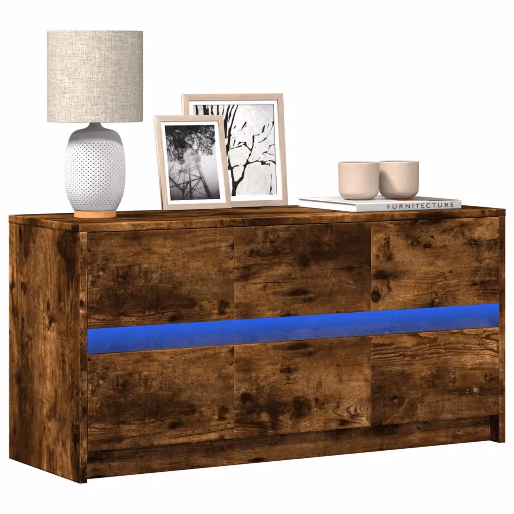 vidaXL Mobile Porta TV con LED Rovere Fumo, L 100 cm x P 34 cm x H 50 cm