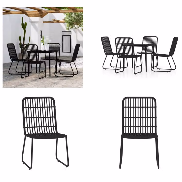 vidaXL Set da pranzo da giardino 5 pezzi nero - Set da pranzo da giardino - Set da pranzo da esterno - Set da pranzo da patio