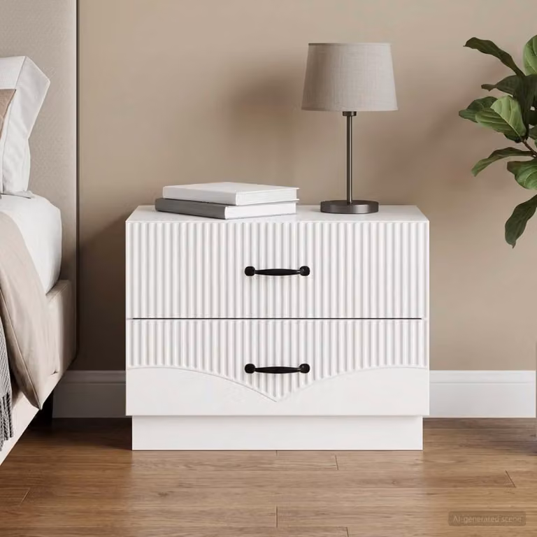 vidaXL Armadio da Notte Moderno in MDF Bianco Lucido L 62 x P 34,5 x H 44,5 cm