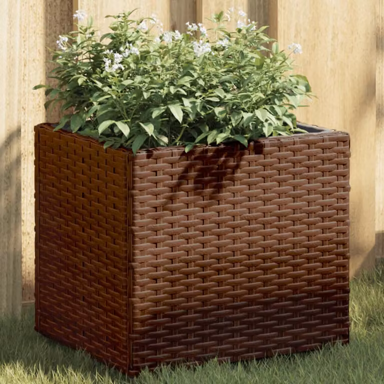 Fioriera da giardino vidaXL in polyrattan marrone L: 36 cm, P: 30 cm, H: 32 cm