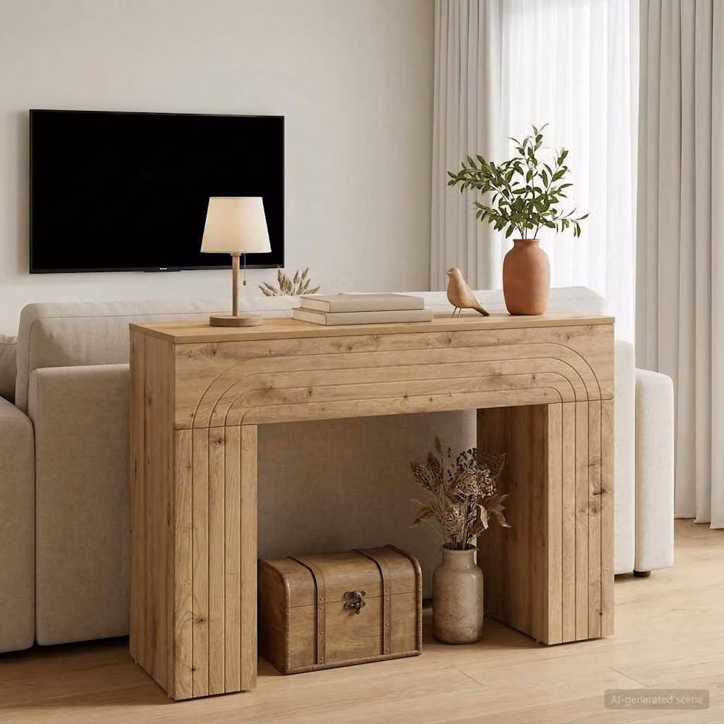 vidaXL Tavolino da salotto rettangolare in legno rovere marrone L 102 x P 35 x H 75 cm
