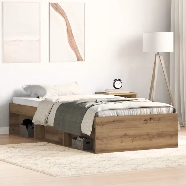 Giroletto vidaXL in legno di pino marrone con doghe fisse L: 75 cm, P: 190 cm, H: 35 cm