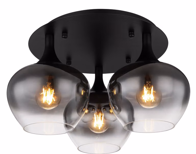Globo Lighting plafoniera in metallo nero opaco, 3x E27
