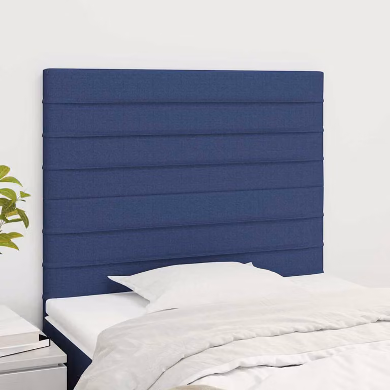 Testiera per letto imbottita vidaXL in tessuto blu con struttura in legno di larice L: 100 cm, P: 5 cm, H: 118-128 cm