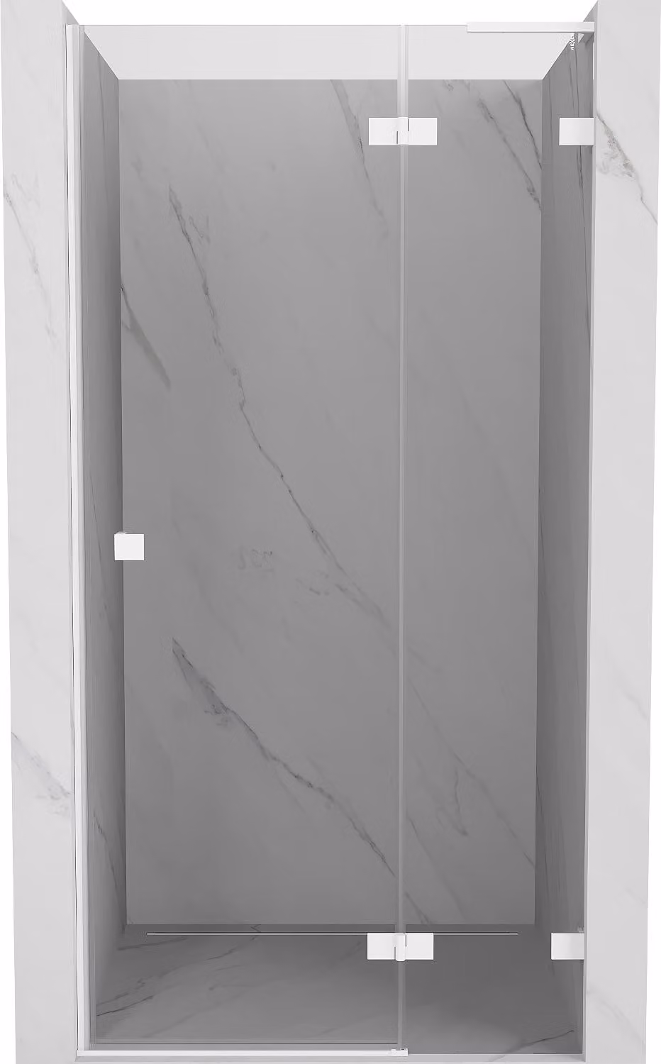 Mexen Lunar L porta doccia a battente destra 100 cm, trasparente, bianco - 834L-100-000-20-00-P
