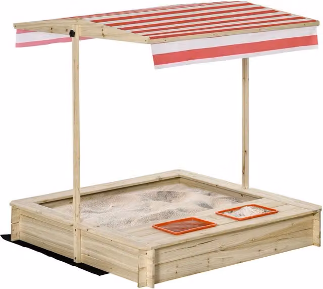 Sabbiere da cortile con tettuccio regolabile per bambini 3-8 anni, multicolore, L/P/H: 118 x 118 x 118 cm