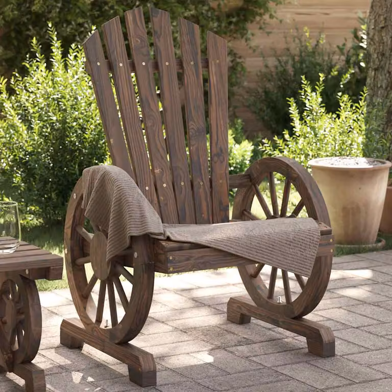 Sedia da giardino Adirondack vidaXL in legno di abete marrone L: 99 cm, P: 62 cm, H: 110 cm