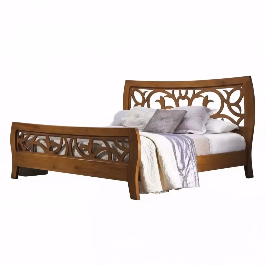 Letto classico Bassano traforato in legno color noce Mobili 2G L/P/H: 184 x 208 x 115 cm – 2