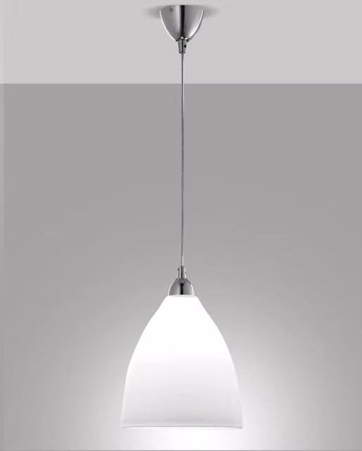 Lampada a Sospensione Fabas Provenza in Metallo e Vetro Bianco, Attacco E27 60W, Design Classico, IP20