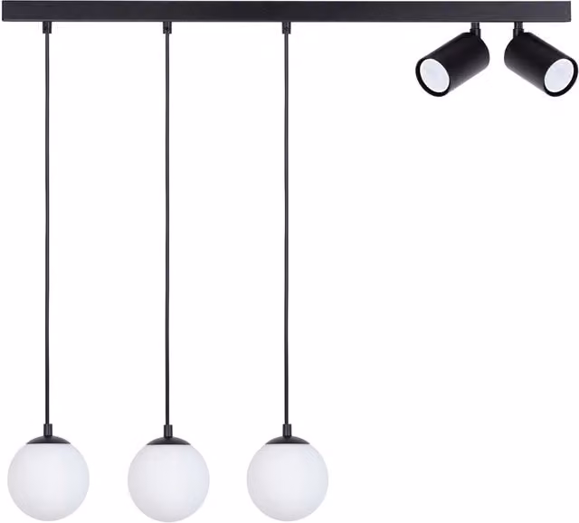 Lampada a sospensione moderna Tavira Sigma con 5 luci in metallo e vetro nera