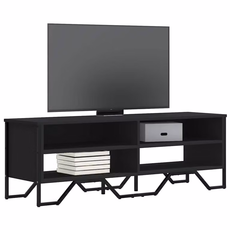 vidaXL Mobile Porta TV Moderno Nero in Legno e Metallo L: 122 cm, P: 34 cm, H: 41 cm