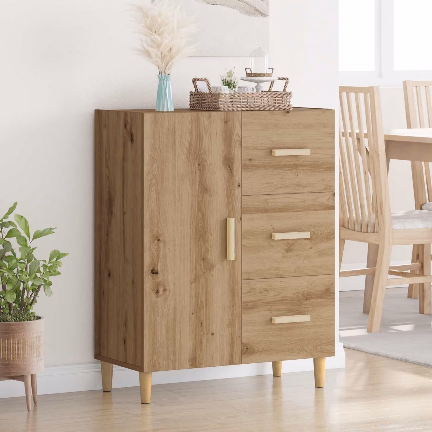 vidaXL Credenza moderna in legno color marrone L: 69.5 cm, P: 34 cm, H: 90 cm