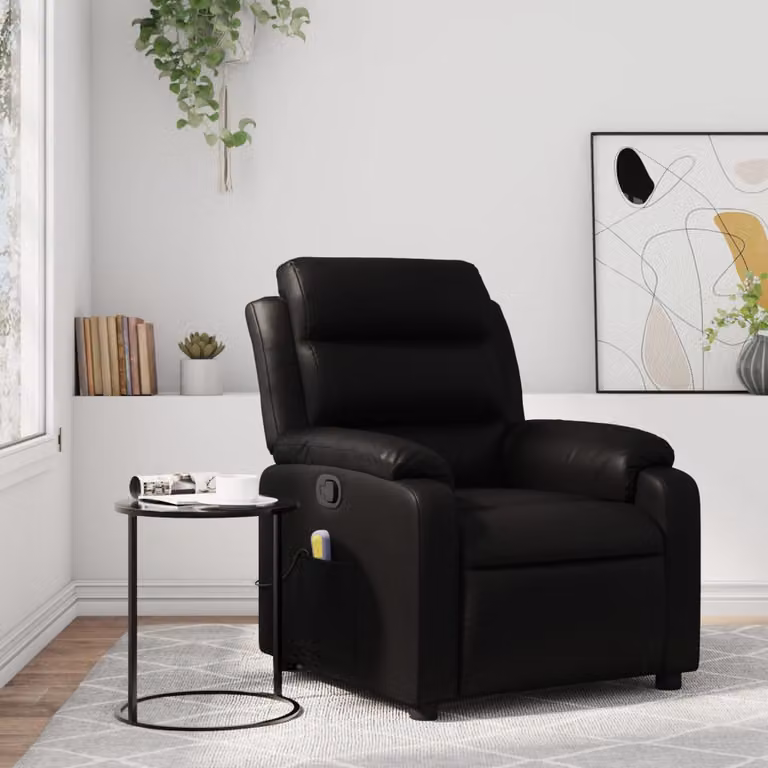 vidaXL Poltrona reclinabile relax in similpelle nera con braccioli