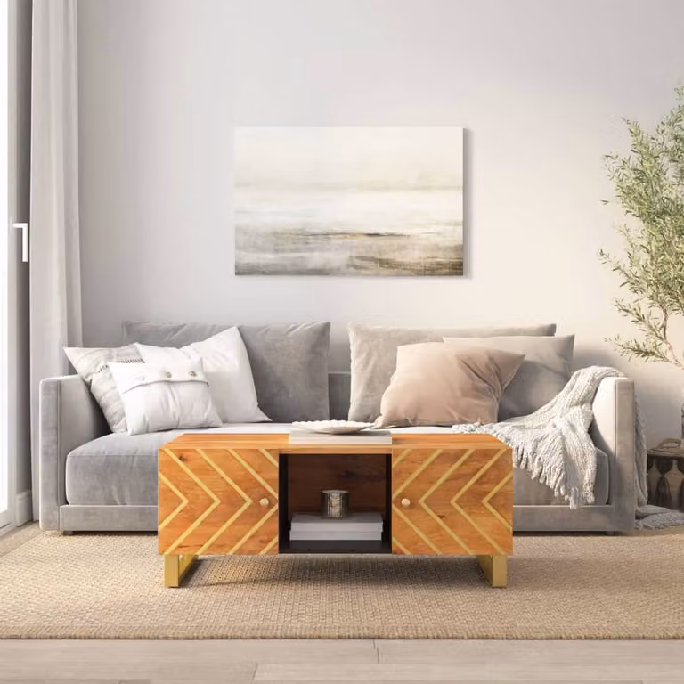 vidaXL Tavolino da Salotto Moderno in Legno di Mango e Metallo, Marrone e Nero, L: 100 cm, P: 54 cm, H: 40 cm