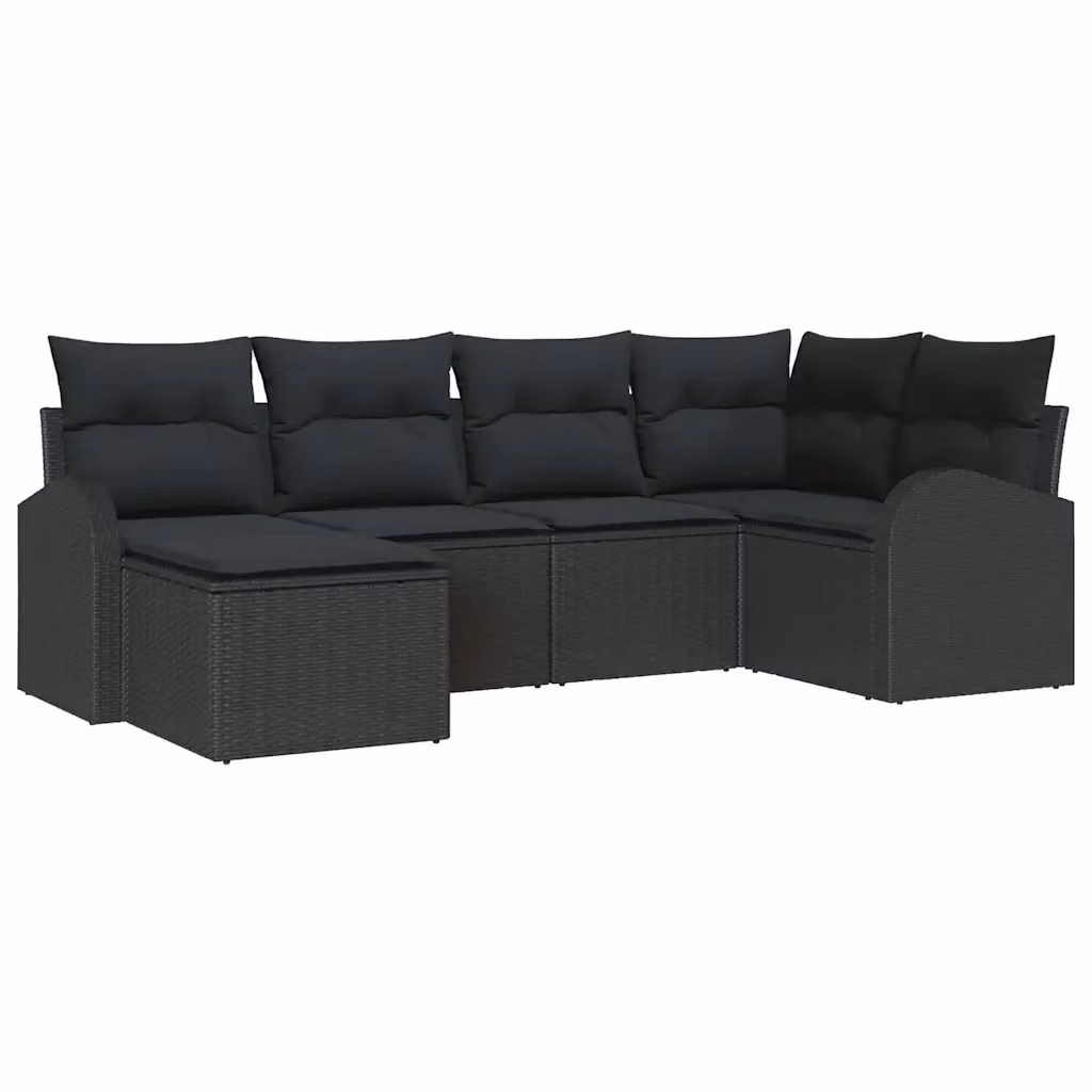 Set Divano da Giardino a L vidaXL in Polyrattan Nero con Cuscini e Struttura in Metallo – 2