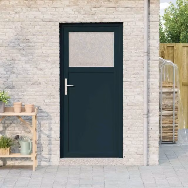 Porta d'ingresso laterale moderna vidaXL in PVC colore antracite L: 98 cm, H: 198 cm – 1