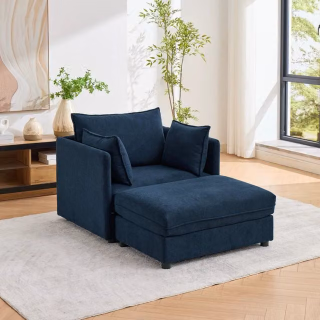 Divano 1 posto con poggiapiedi estraibile ¨C Minimal ¨C Tessuto grigio, compatto per spazi piccoli