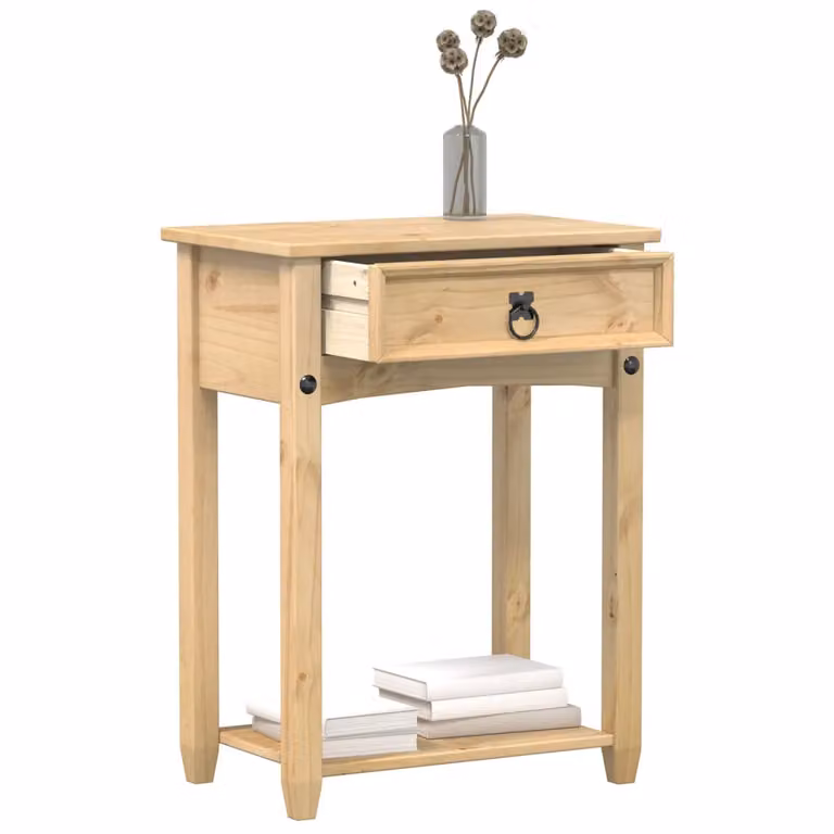 vidaXL Tavolino Consolle Corona in Legno di Pino e Metallo, Colore Marrone/Beige, L/P/H: 55 x 35 x 73 cm