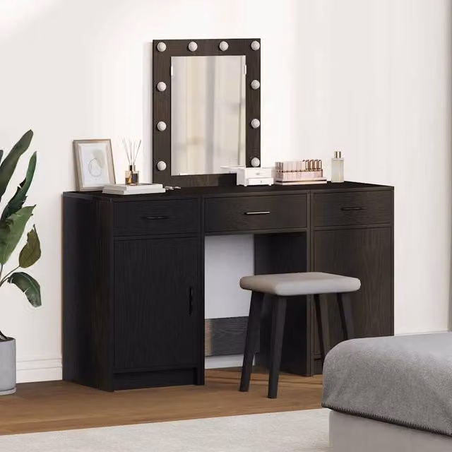 Tavolo da trucco moderno vidaXL in legno MDF nero L/P/H: 50 x 41 x 135 cm – 1