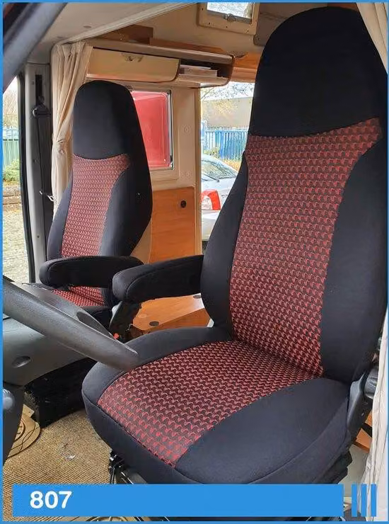 Set di coprisedili per camper per conducente e passeggero del Ducato, set di protezione serie 807 in nero/bordeaux