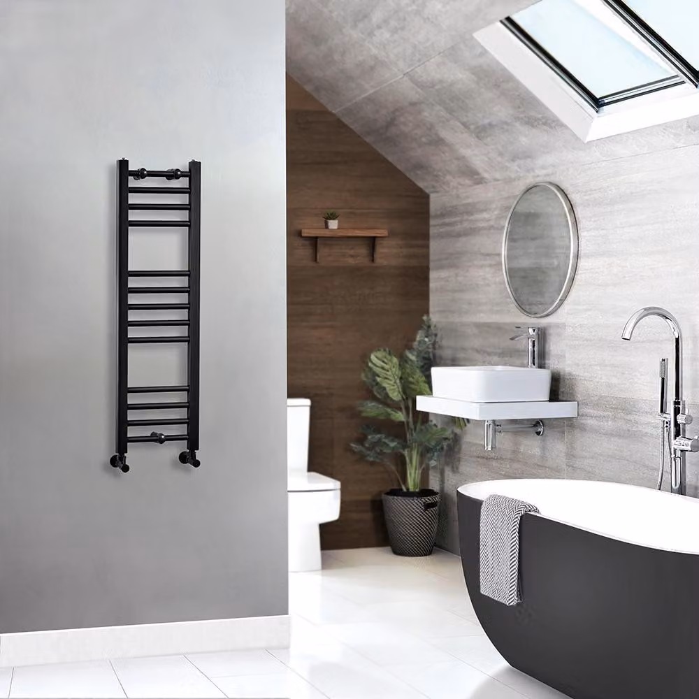 Scaldasalviette Piatto Moderno - Nero - 1000mm x 300mm - Nox