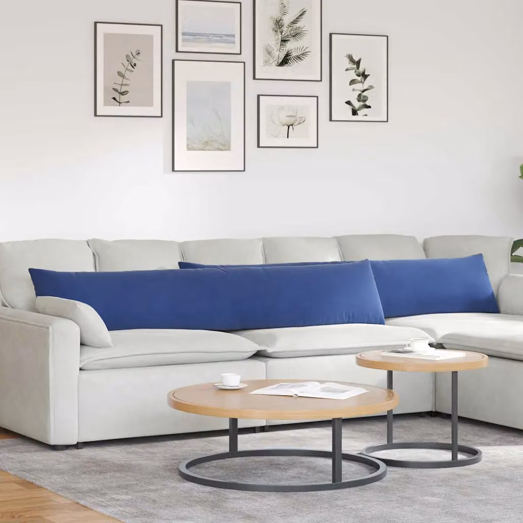 Set di 2 cuscini da divano vidaXL in velluto a coste blu, L 200 cm x P 40 cm x H 20 cm