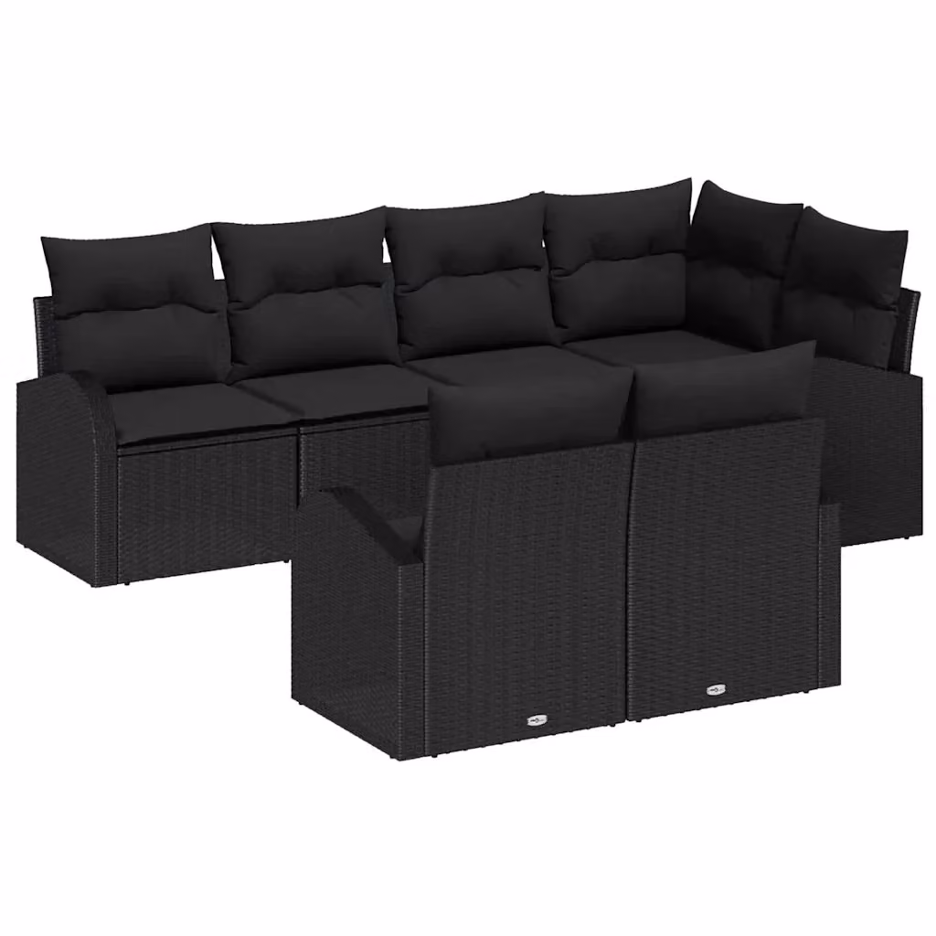 Set Divano da Giardino a L vidaXL in Polyrattan Nero con Cuscini e Struttura in Metallo – 2