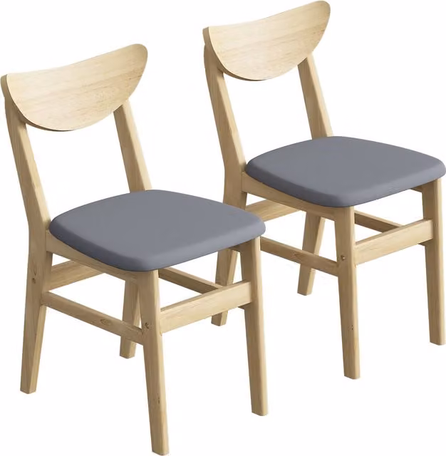 HOMCOM Set 2 sedie da pranzo imbottite in tessuto con schienale curvo, grigio e legno   Aosom Italy