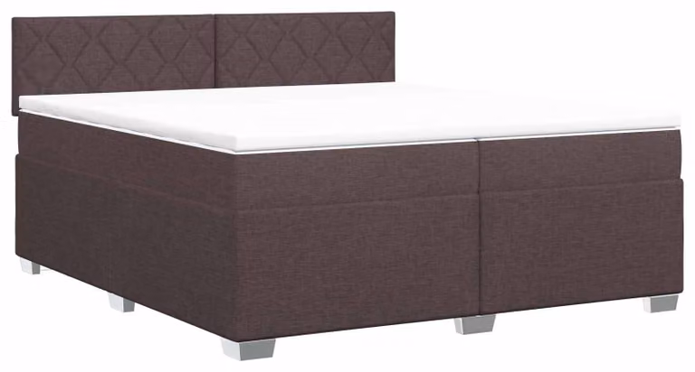 Letto a molle con materasso marrone scuro 200 x 200 cm in tessuto