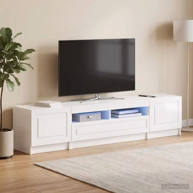 Mobile TV LED UTRECHT 3 pz Bianco Lucido Legno ingegnerizzato 3417005