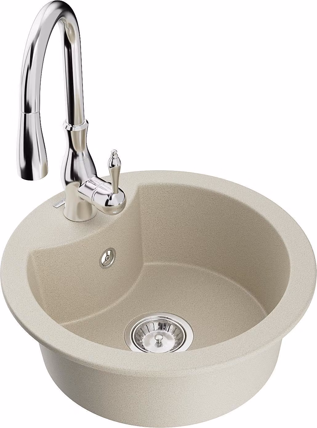 Mexen Diego lavello in granito a 1 vasca con miscelatore da cucina Savita, beige - 6512-69-672601-00