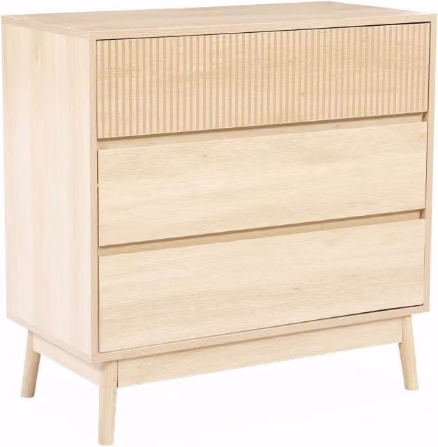 Cassettone Sweeek in stile scandinavo con 3 cassetti, effetto legno pino, colore marrone e beige, L: 80 cm, P: 40 cm, H: 80 cm