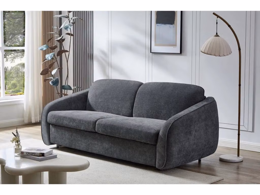 Divano trasformabile Laurie a 3 posti in tessuto Grigio con funzione letto 140x190 cm – 2