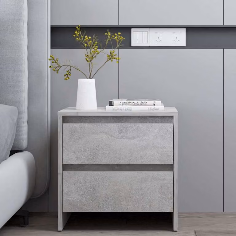 Comodino moderno vidaXL in MDF Grigio Cemento L: 45 cm, P: 34,5 cm, H: 44,5 cm
