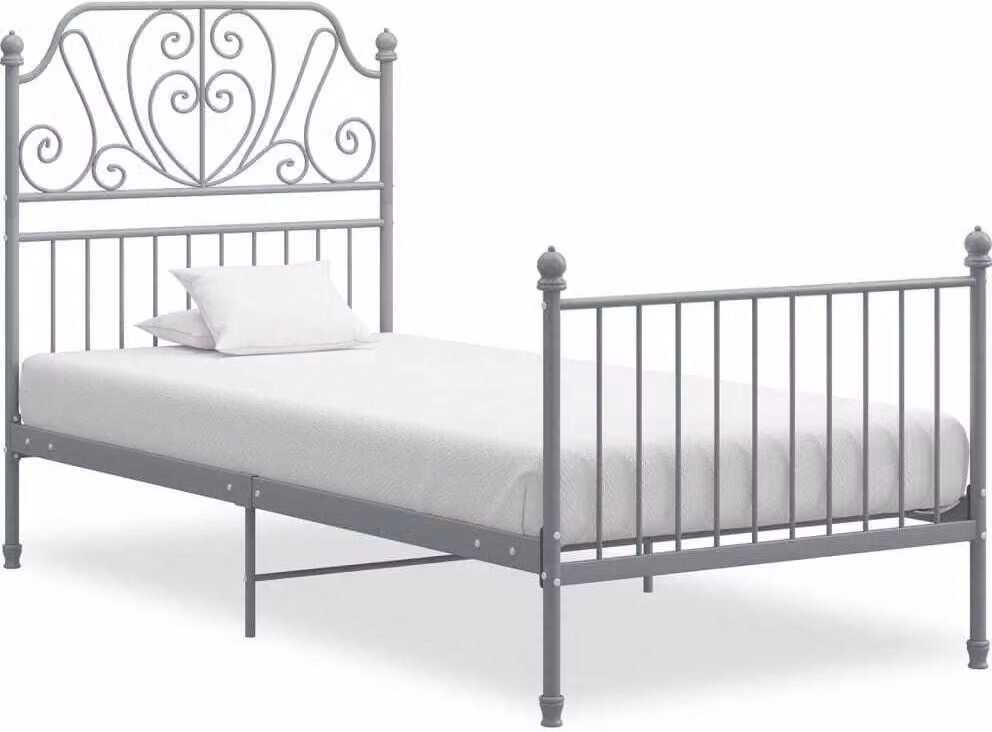 The Living Store Struttura letto in metallo grigio 90x200 cm