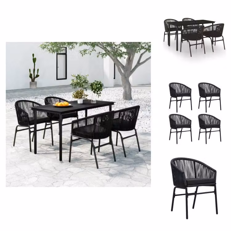 vidaXL Set da pranzo da giardino 5 pezzi nero - Set di mobili da giardino