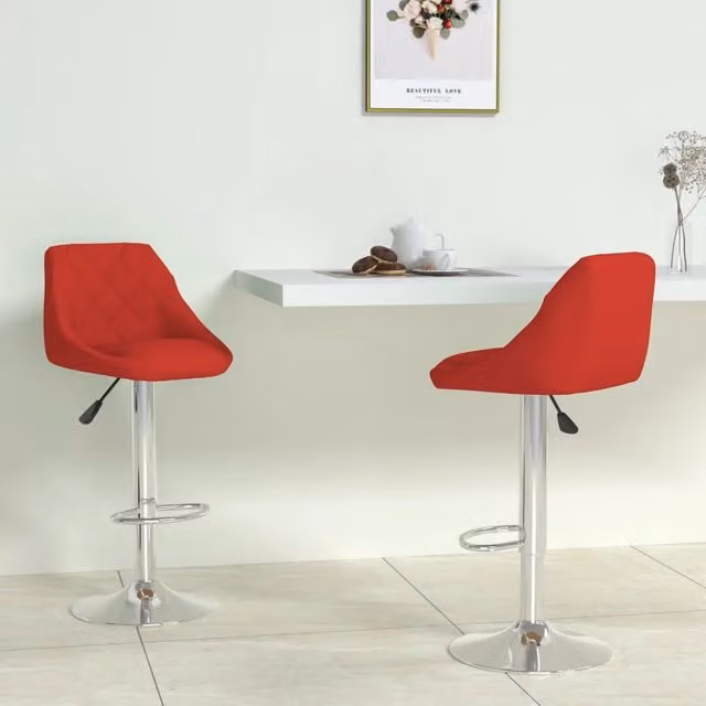 Set di 2 sgabelli da bar vidaXL in similpelle rossa con base girevole a 360 gradi