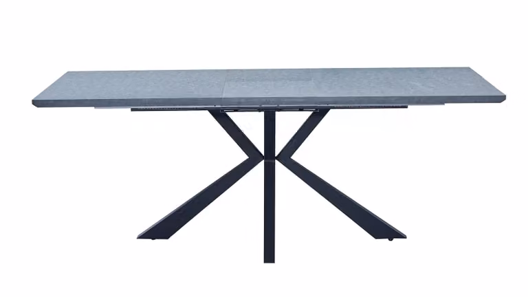 Tavolo moderno allungabile Mobili 2G con piano in MDF laminato effetto cemento, L: 160 cm, P: 90 cm, H: 78 cm