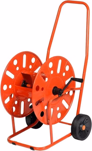 Carrello Avvolgitubo Manuale con Ruote Agrati in Acciaio Verniciato Rosso per 80 m di Tubo Ø3/4”