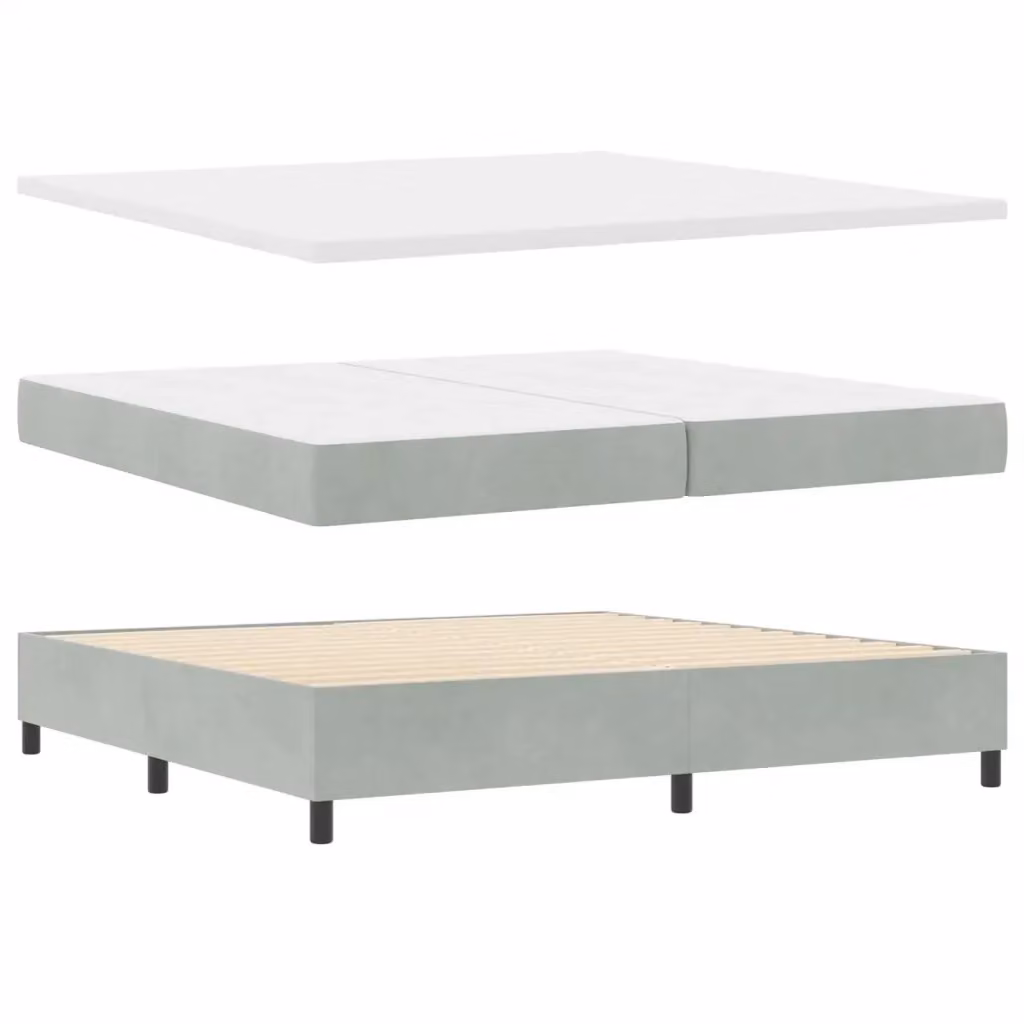 Letto a molle moderno vidaXL in velluto grigio con base sollevabile, illuminazione sottostante e porta USB, L/P/H: 200 x 200 x 280 cm – 2