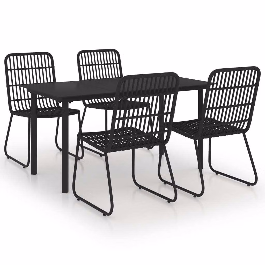 Set da Pranzo da Giardino 5 pz in Polyrattan e Vetro