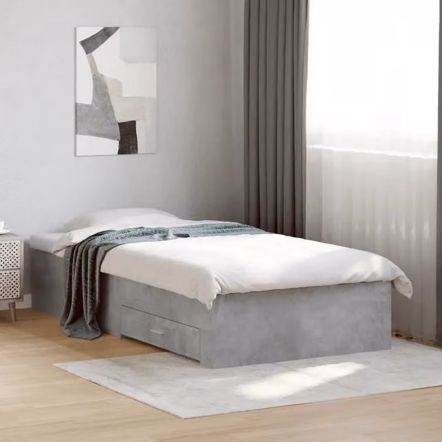 Letto con cassetti vidaXL in legno multistrato grigio opaco L: 200 cm, P: 100 cm