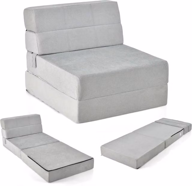 Materasso pieghevole in schiuma HELLOSHOP26 grigio con rivestimento lavabile L: 190 cm, P: 71 cm, H: 15 cm