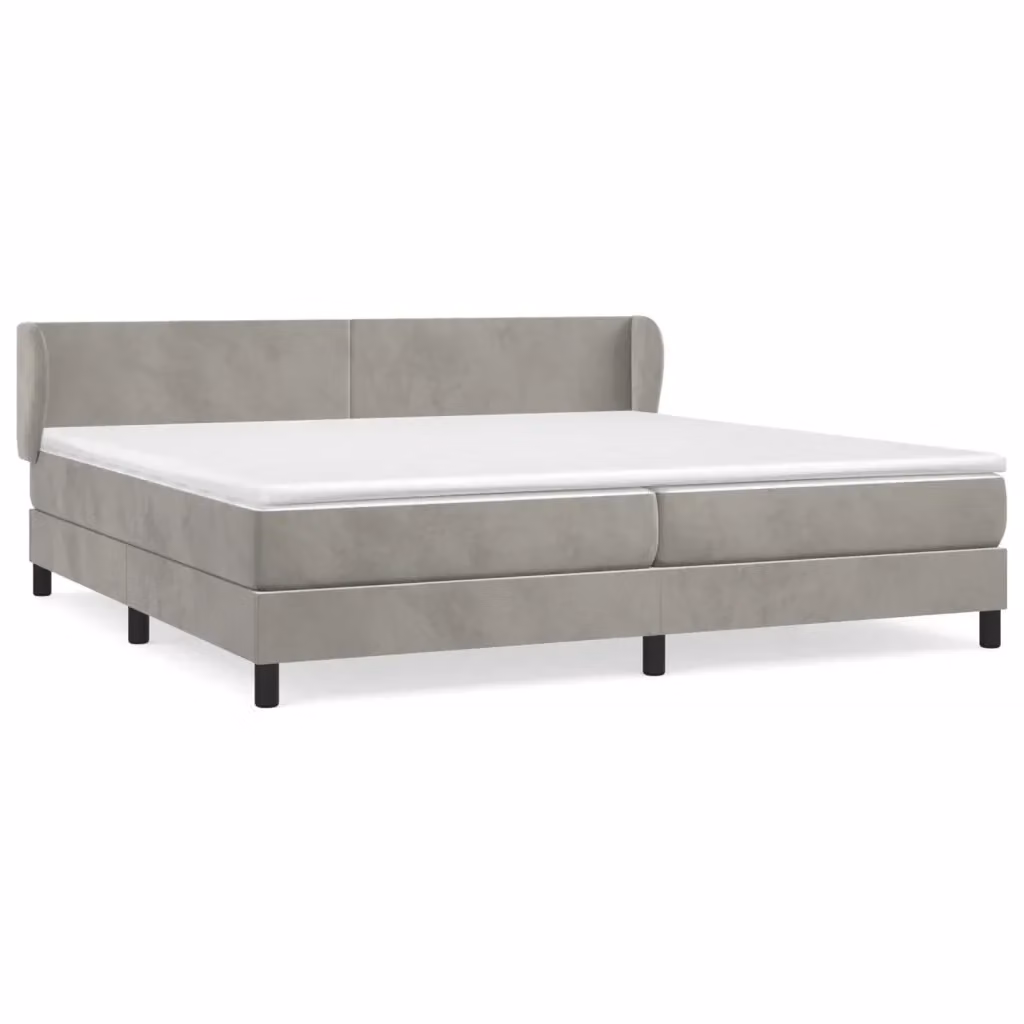 vidaXL Giroletto a Molle con Materasso in Velluto Grigio Chiaro e Bianco L/P/H: 200 x 200 x 88 cm – 2
