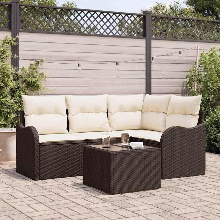 Maison Exclusive - Set Divano da Giardino Marrone polyrattan