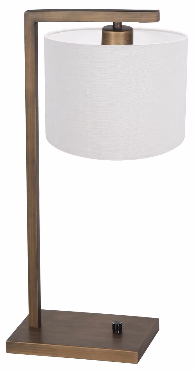 Lampada da tavolo - bronzo bianco - Stang - lino metallo - lampada da comodino - E27 - 4902BR - Steinhauer