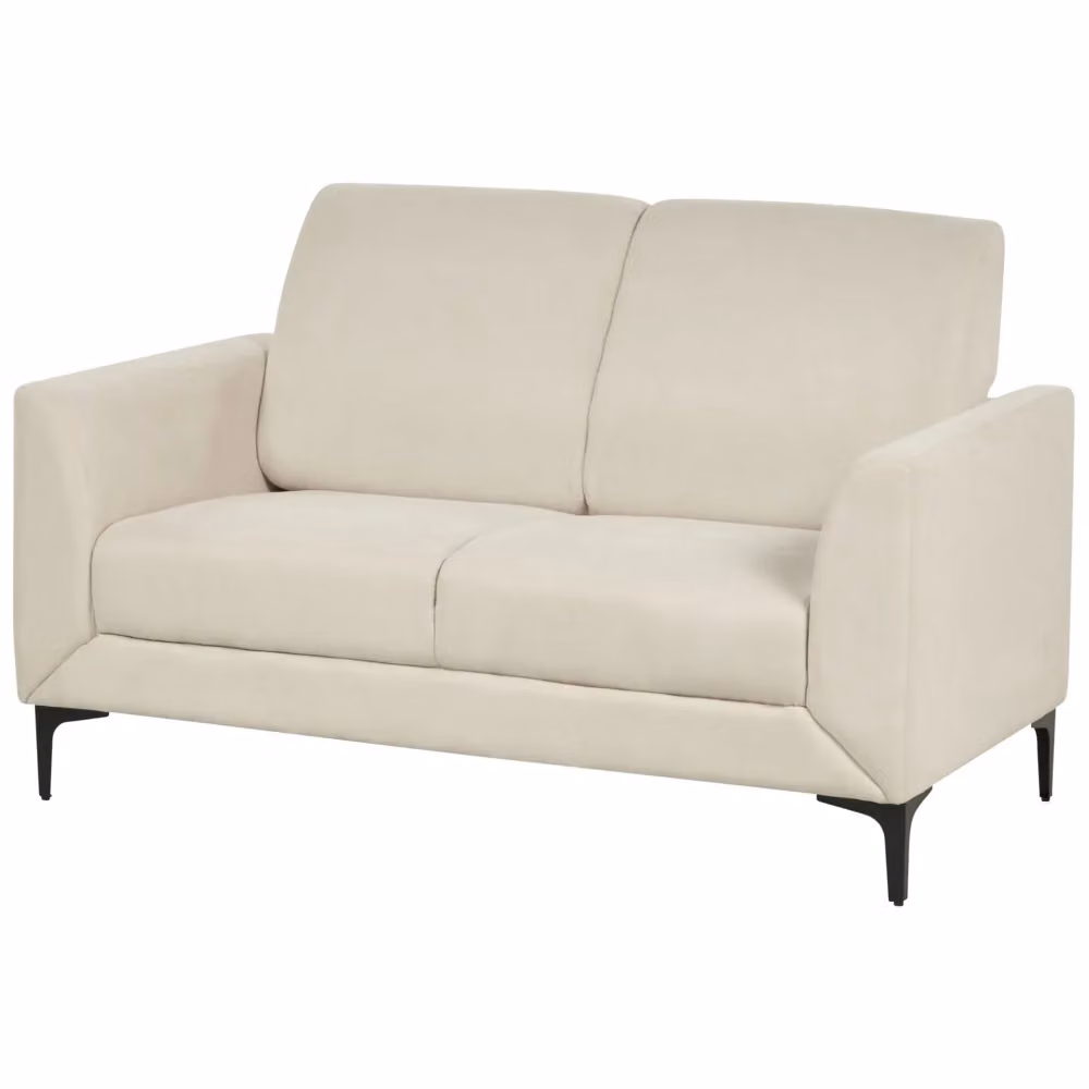 Divano 2 posti Beliani in tessuto beige stile classico con cuscini coordinati e coperture rimovibili L: 142 cm, P: 75 cm, H: 90 cm – 2