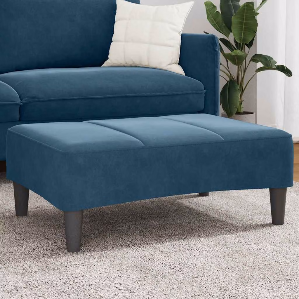 Poggiapiedi vidaXL in velluto blu, L 77 cm x P 55 cm x H 31 cm
