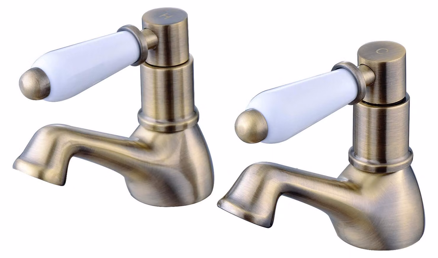 Rubinetti per lavabo doppio, in ottone anticato, con controllo acqua calda/fredda, confezione da 2 pezzi