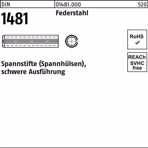 Spinotti Reyher DIN 1481 in acciaio per molle 21 x 90 014810000210090 (10 pezzi)
